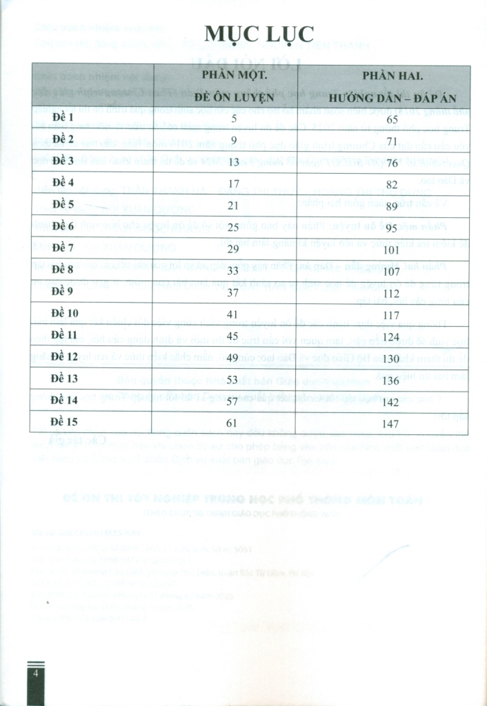 ĐỀ ÔN THI TỐT NGHIỆP THPT MÔN TOÁN (Biên soạn theo Chương trình GDPT 2018)